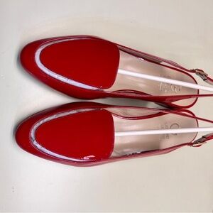 MADE IN ITALY GIOVANNA GRAZZINI Vero Cuoio Red Flats with Glossy Finish Low Heel
